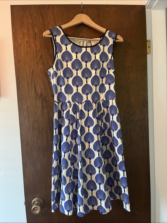 kate spade Dresses & Skirts - kate spade Navy Fan-Print Sleeveless Fit & Flare Midi Dress